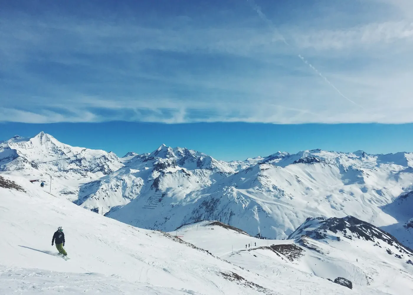 Snowboard sur les pentes de Tignes